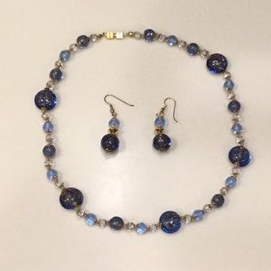 Italian Glass Handcrafted Necklace and Earrings